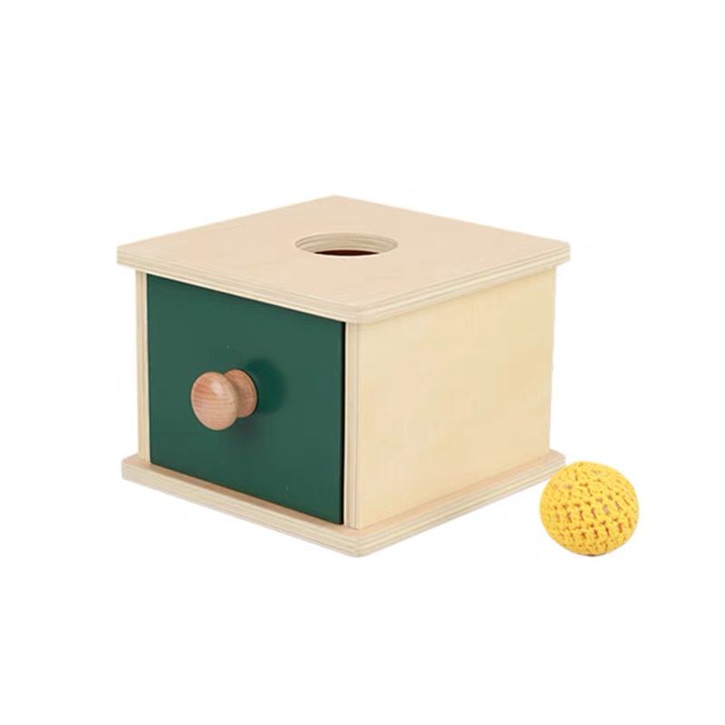 Montessori Imbucare Box with Knitted Ball | Infant and Toddler Material