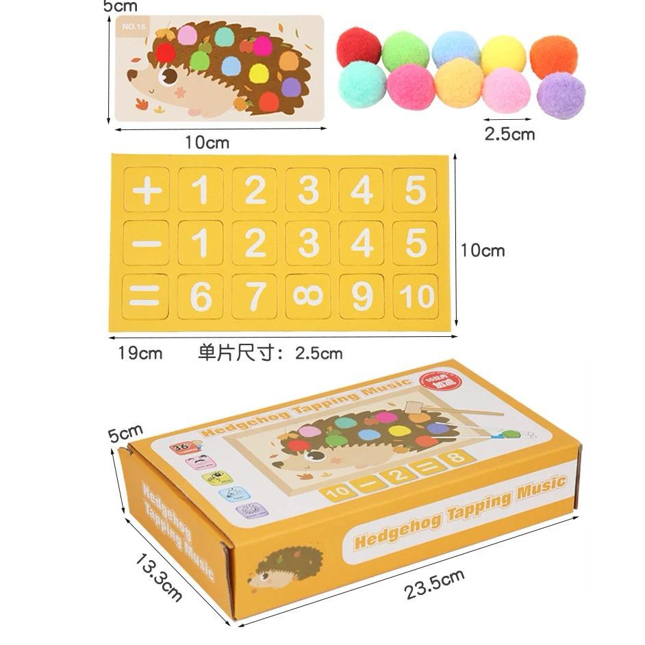 Hedgehog Pom Pom Sorting and Math Activity – Fine Motor, Counting, Pounding and Color Matching Toy