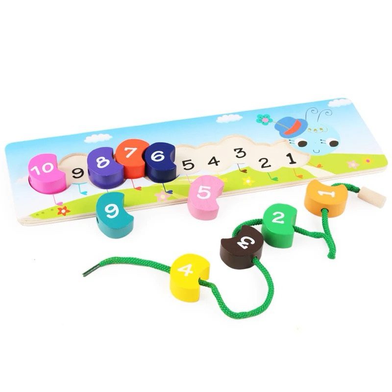 Caterpillar Lacing Toy – Montessori Fine Motor and Number Recognition Activity