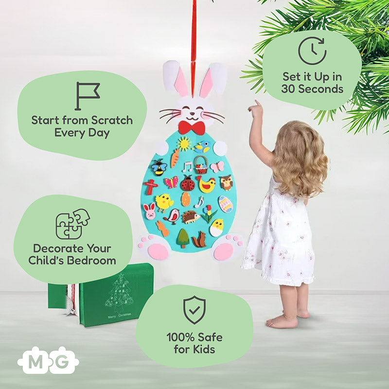 Fidtoy Jouet d'activité mural en feutre Lapin pour enfants 1+ Décoration de Pâques