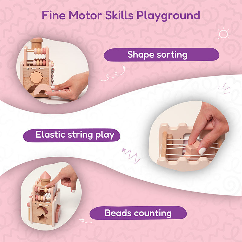 Fidtoy Wooden Activity Castle Toy for Kids 3+ Educational Play