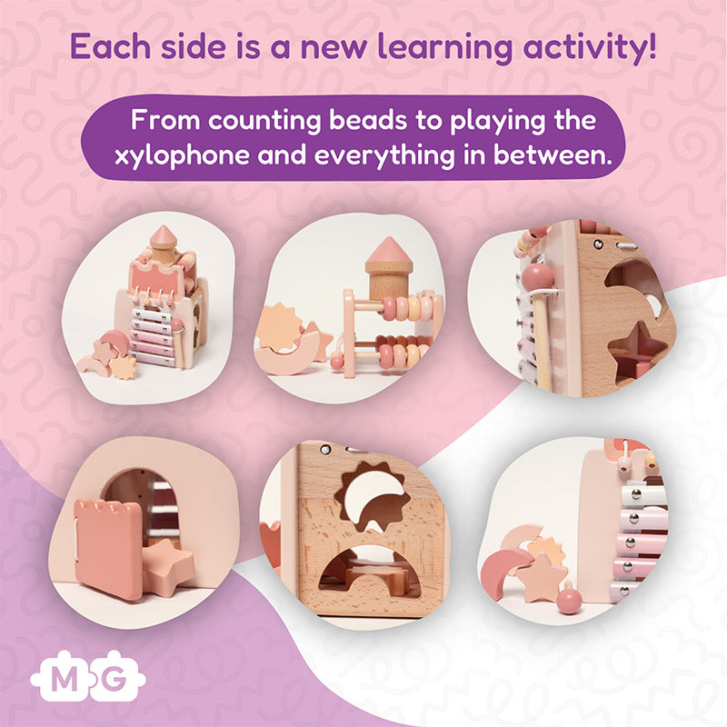 Fidtoy Wooden Activity Castle Toy for Kids 3+ Educational Play