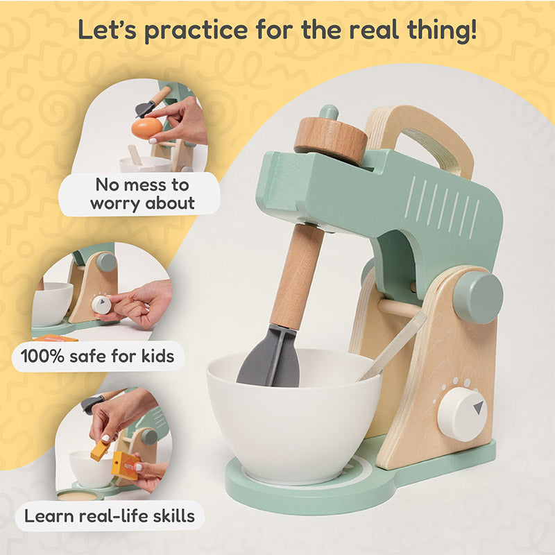 Fidtoy Wooden Mixer Toy Set for Kids 3+ Pretend Kitchen Play