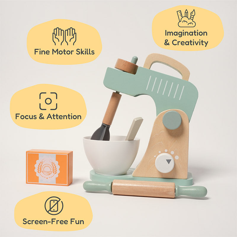 Fidtoy Wooden Mixer Toy Set for Kids 3+ Pretend Kitchen Play