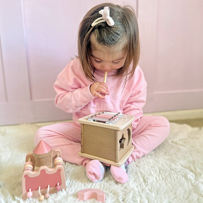 Fidtoy Wooden Activity Castle Toy for Kids 3+ Educational Play