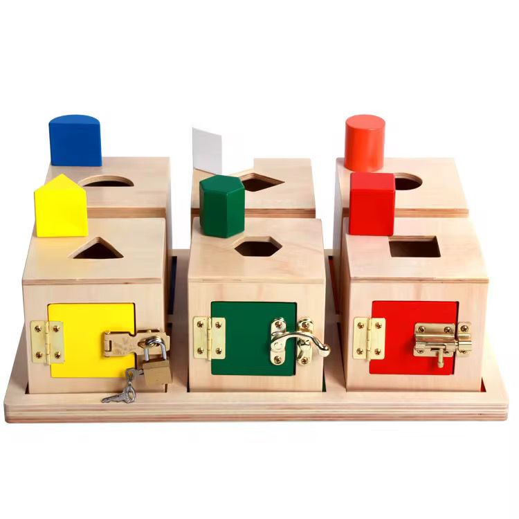 Montessori Lock Boxes Set of 6 | Toddler Practical Life Locking Activity