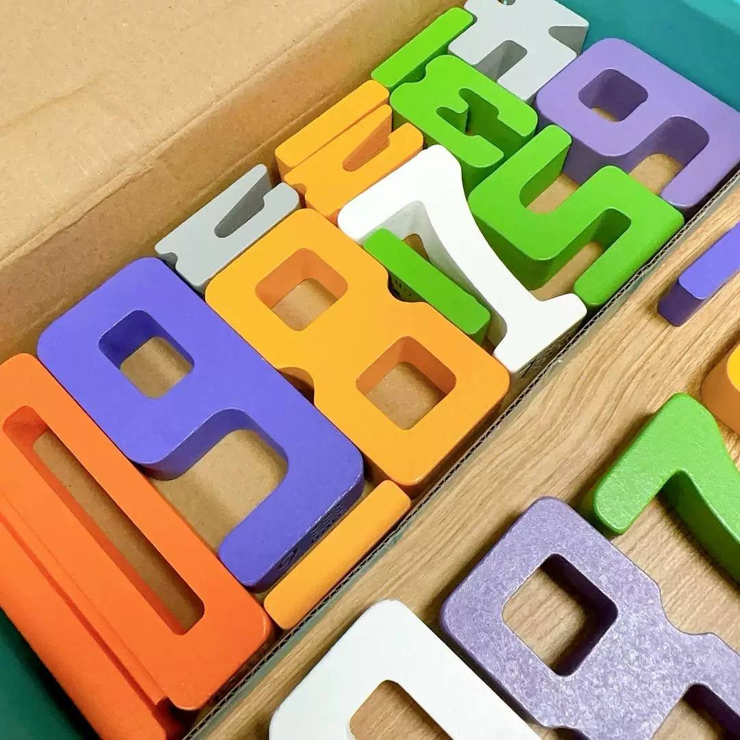 10 Wooden Number Blocks Kids Learning Maths Counting Toys Building Blocks