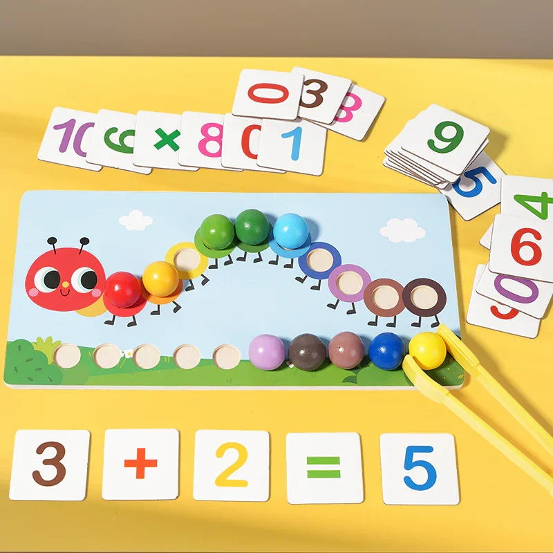 Toddlers Caterpillar Maths and Colorful Beads Learning