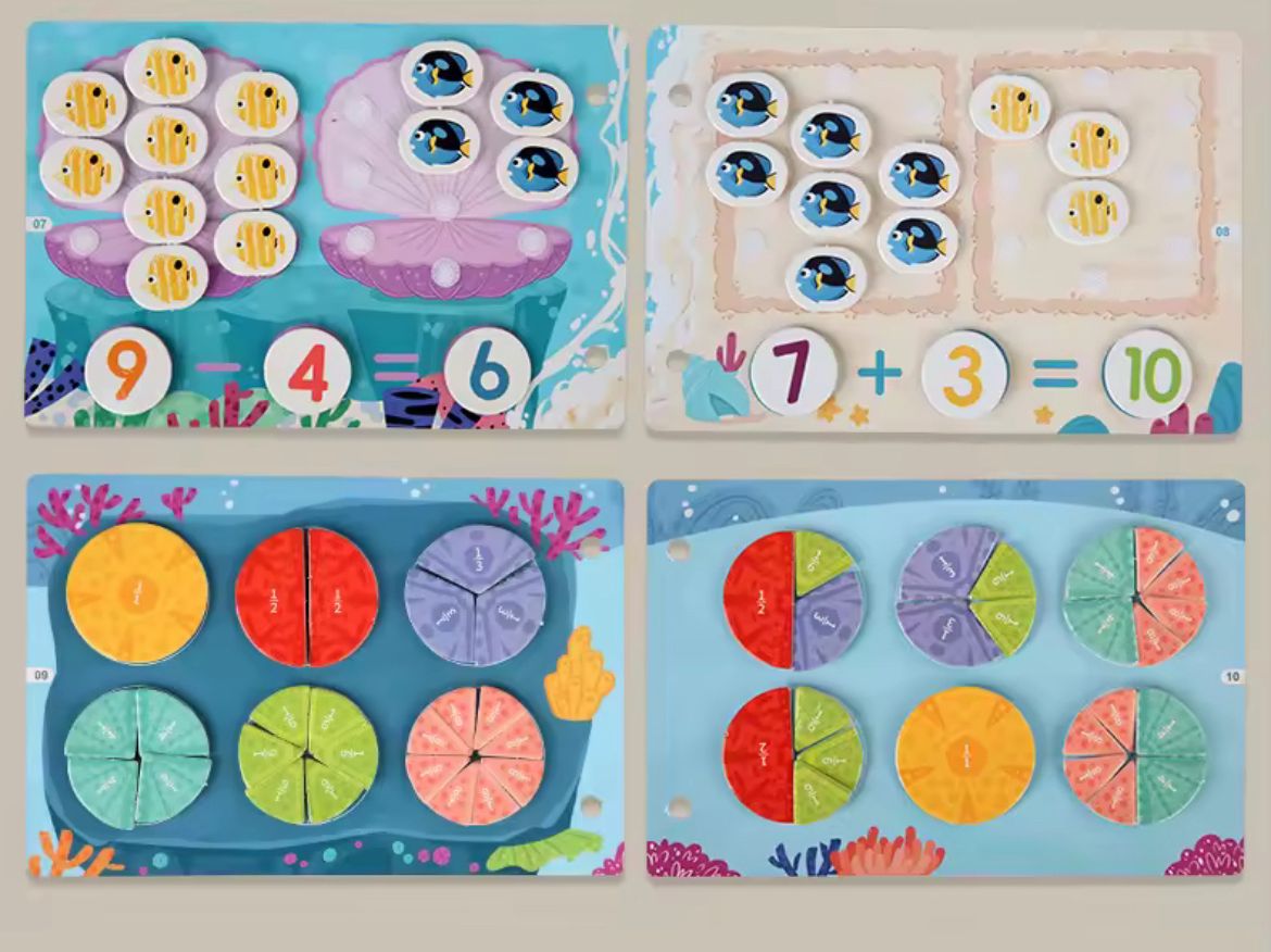 Mini Busy Book - Ocean Math Theme | Learn Numbers, Counting and Fractions with Underwater Fun