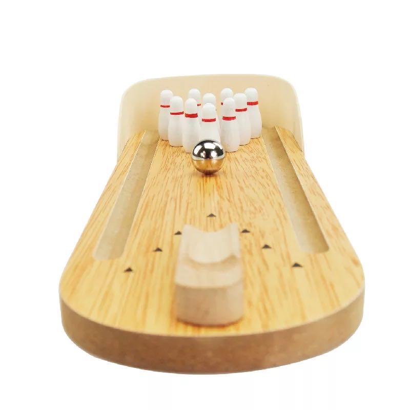 Mini juego de bolos de madera - Juguetes para desarrollar la motricidad fina