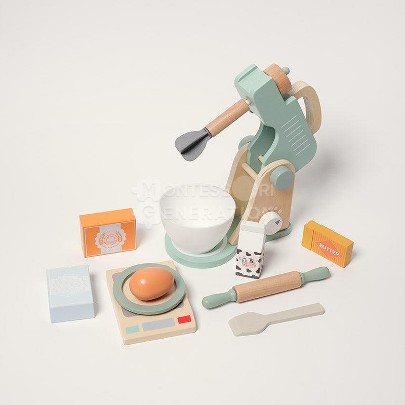 Fidtoy Wooden Mixer Toy Set for Kids 3+ Pretend Kitchen Play