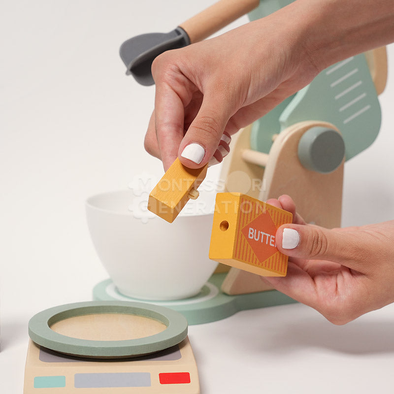 Fidtoy Wooden Mixer Toy Set for Kids 3+ Pretend Kitchen Play