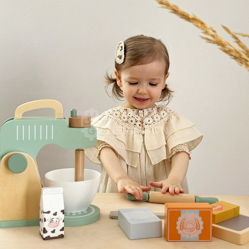 Fidtoy Wooden Mixer Toy Set for Kids 3+ Pretend Kitchen Play