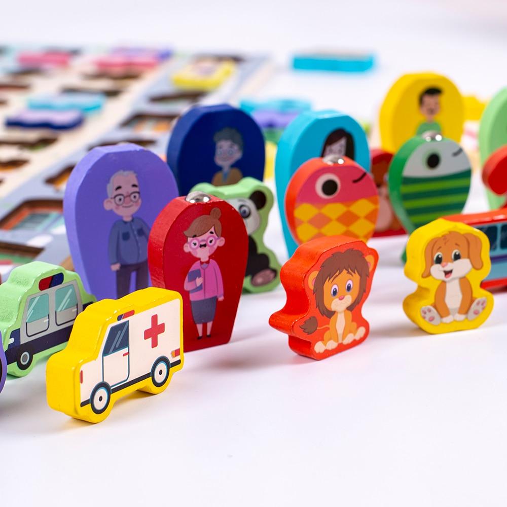 Fidtoy Montessori 3D Wooden Puzzle for Toddlers Learning Shapes