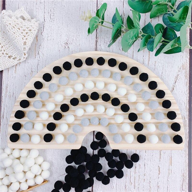 Fidtoy Montessori Pom Pom Rainbow Board Color Sorting Fine Motor Toy for Kids