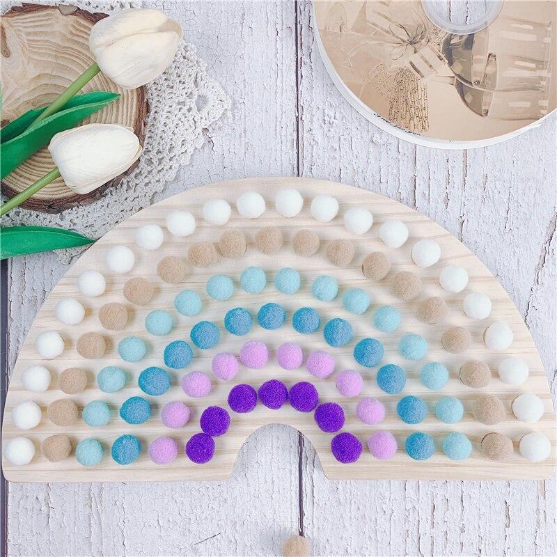Fidtoy Montessori Pom Pom Rainbow Board Color Sorting Fine Motor Toy for Kids