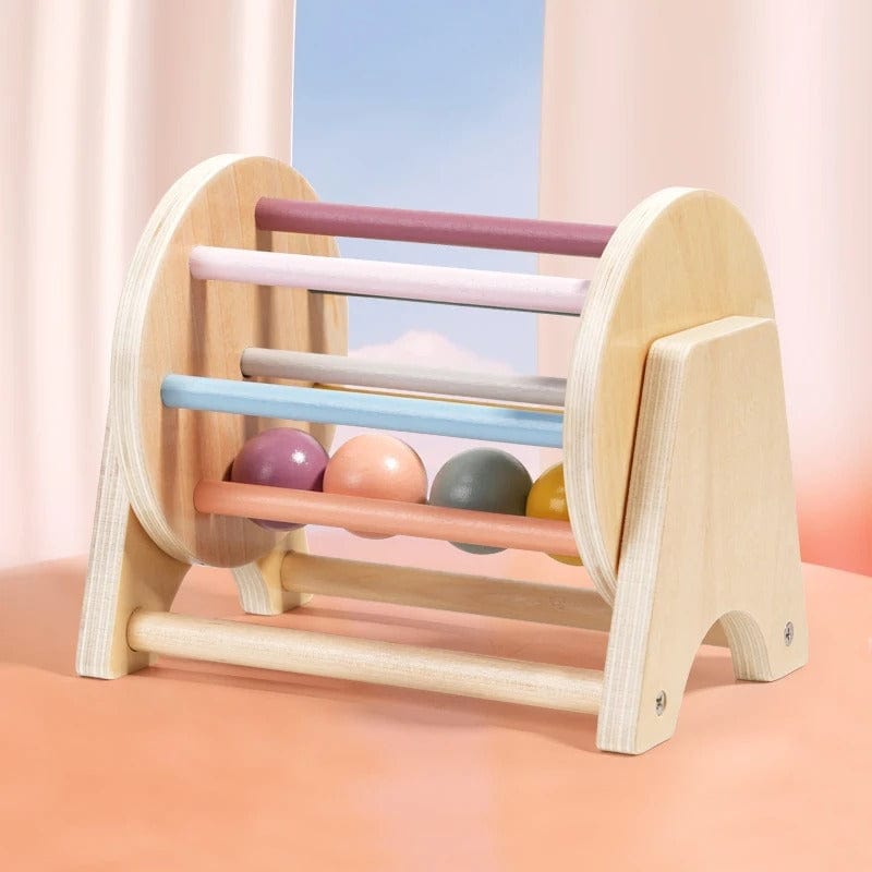 Fidtoy Montessori Spinning Drum Toy for Babies – Wooden Sensory Rolling Toy 6 Months+