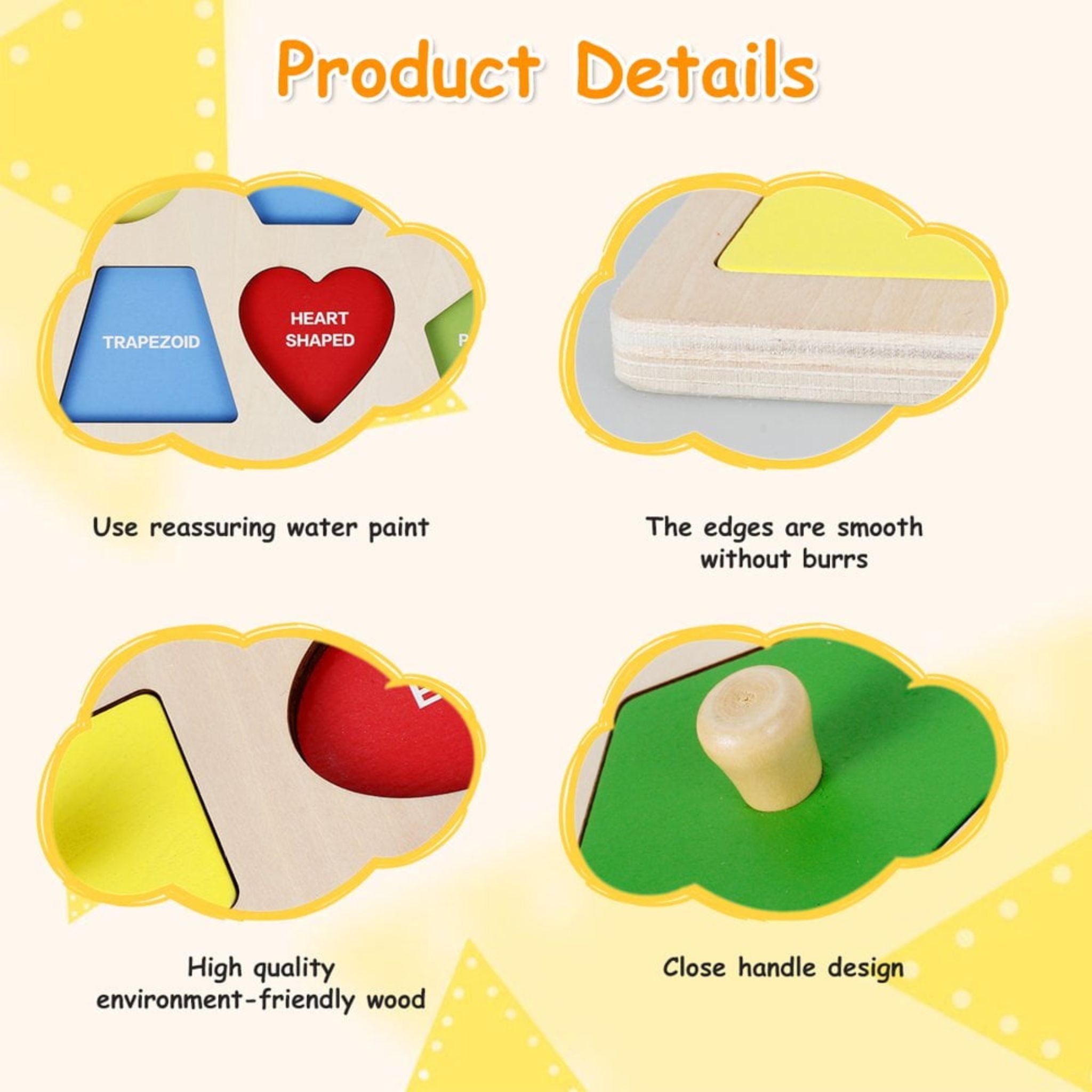 Fidtoy Montessori Wooden Shapes Puzzle