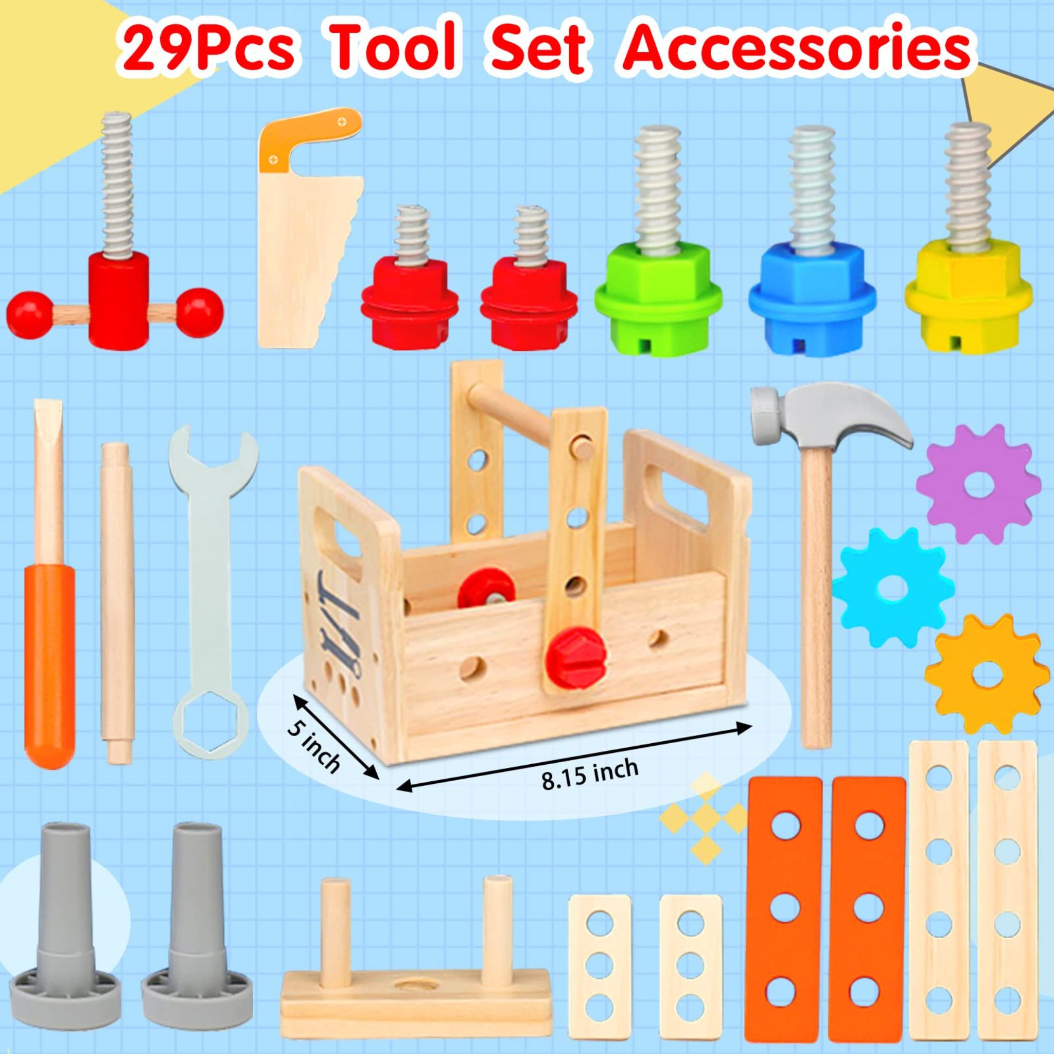 Boîte à outils en bois Montessori