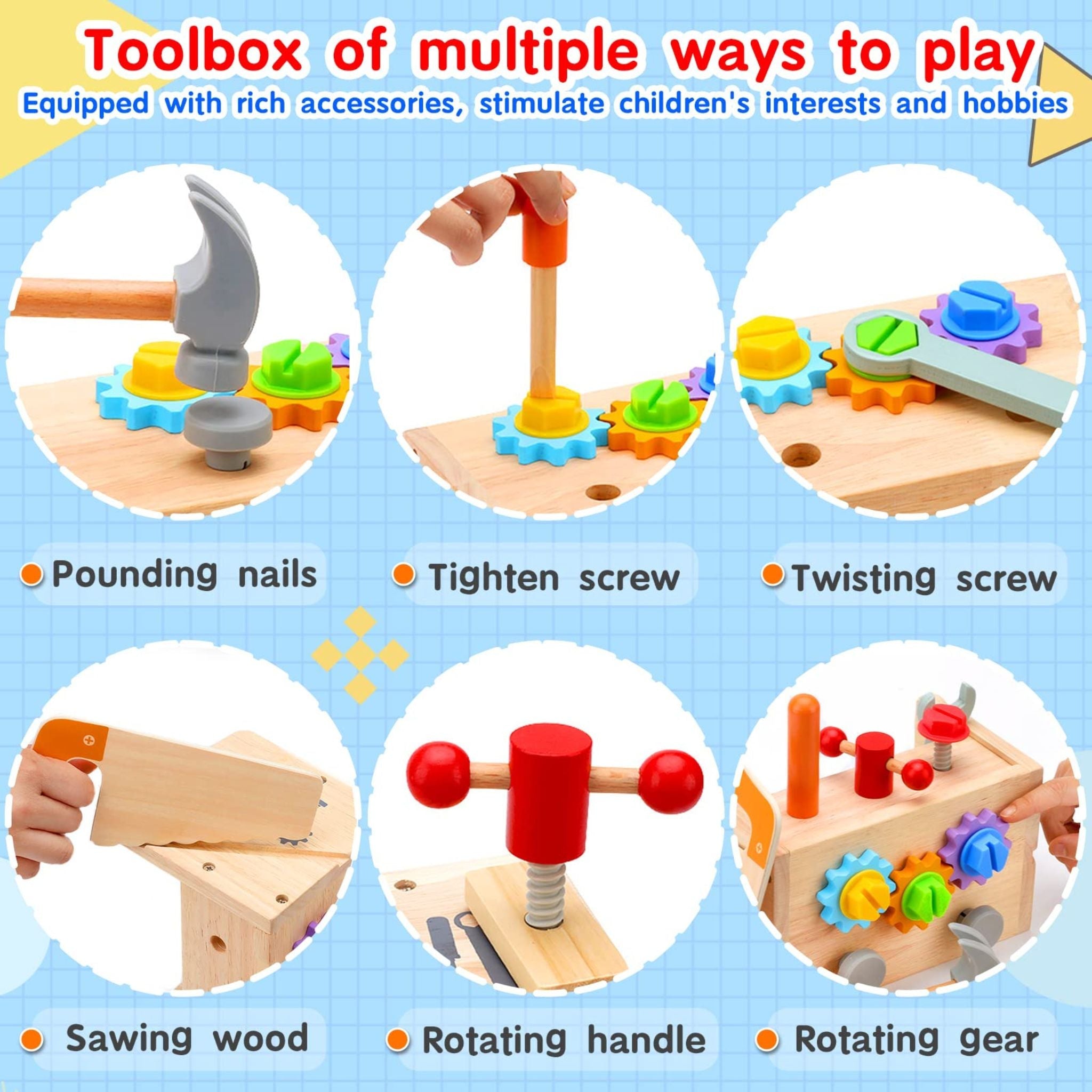 Boîte à outils en bois Montessori