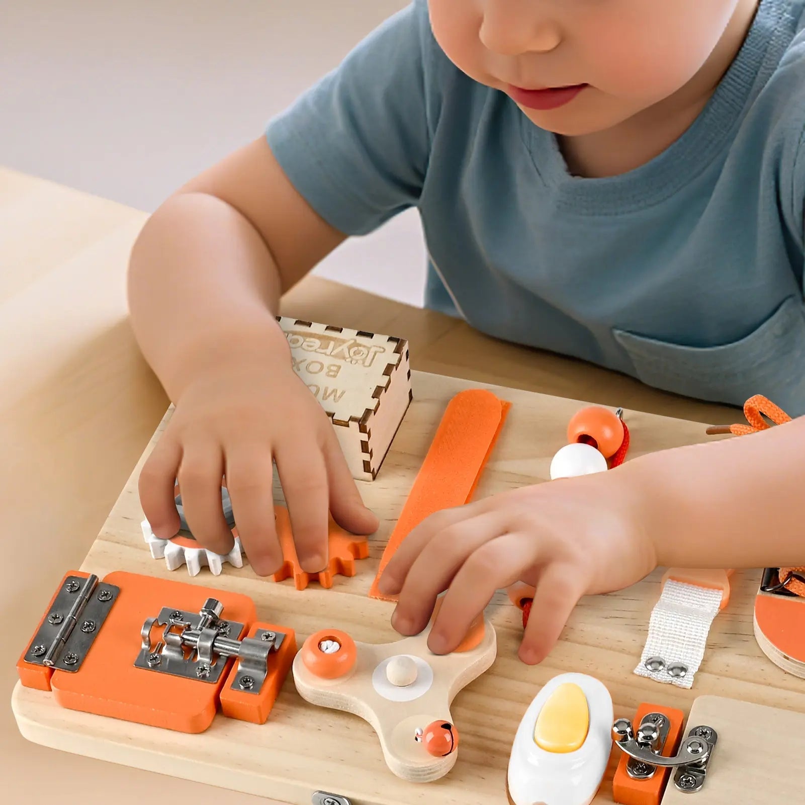 Montessori Busy Board for Toddlers - Interactive Wooden Toy for Fine Motor Skills