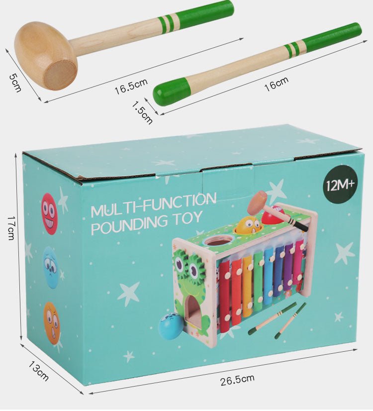 Montessori Pounding Toy with Xylophone, Fishing & Magnet Game