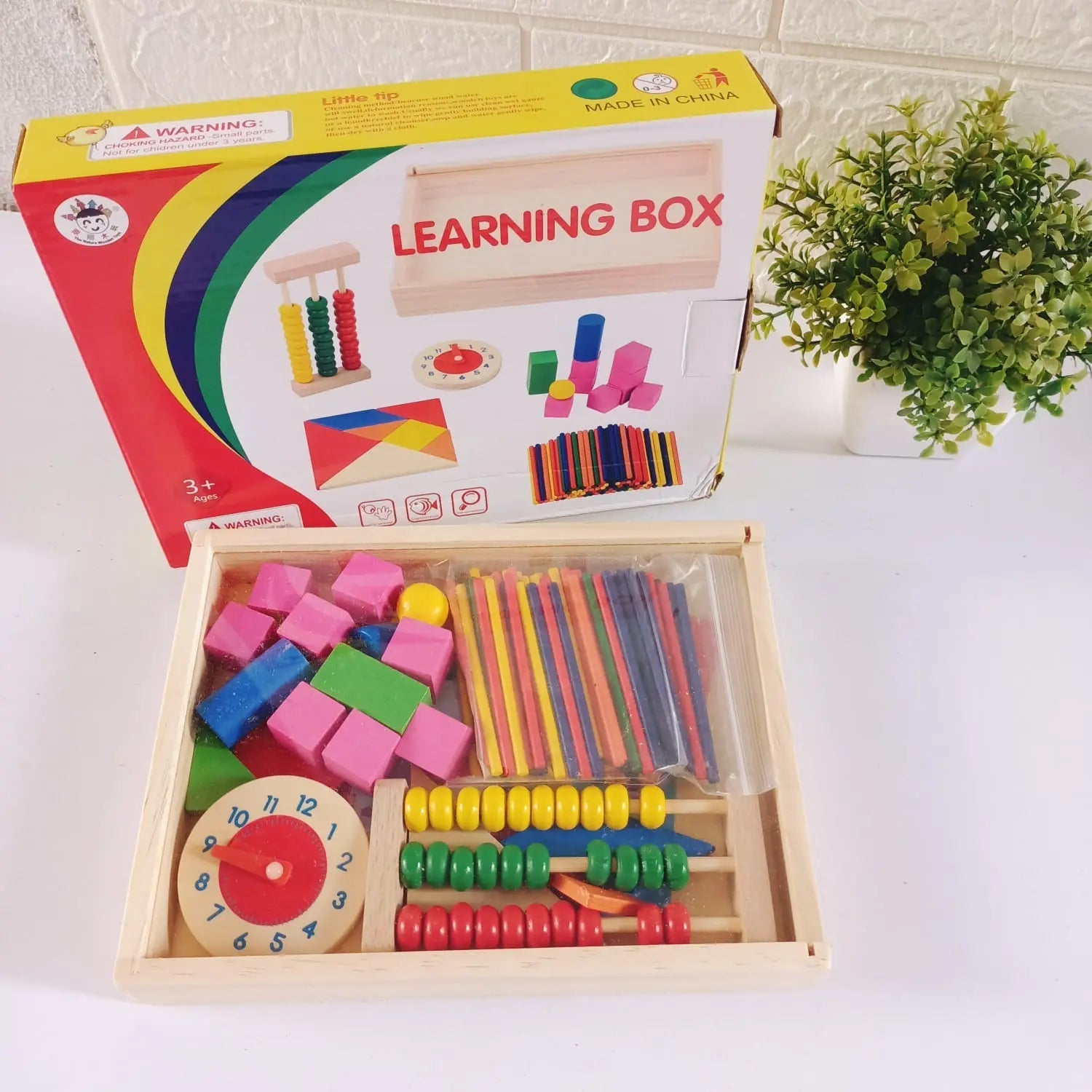 Multipurpose Abacus Shapes Clock Learning Box