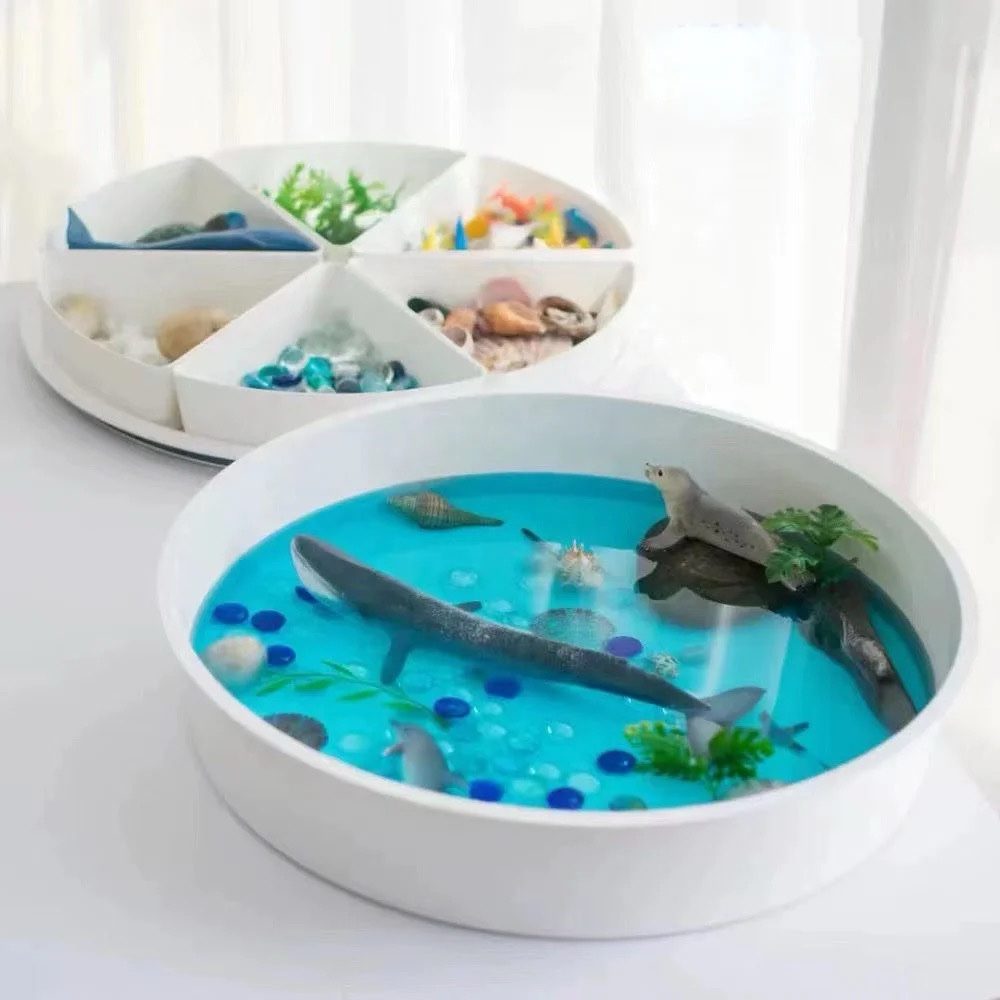 Open-Ended Sensory Play Tray - Wet and Dry Tray with Removable Compartments for Creative and Messy Play