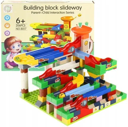 Fidtoy Slideway Blocs de Construction 206 Pièces – Jeu de Construction de Circuit de Billes pour Enfants 6+