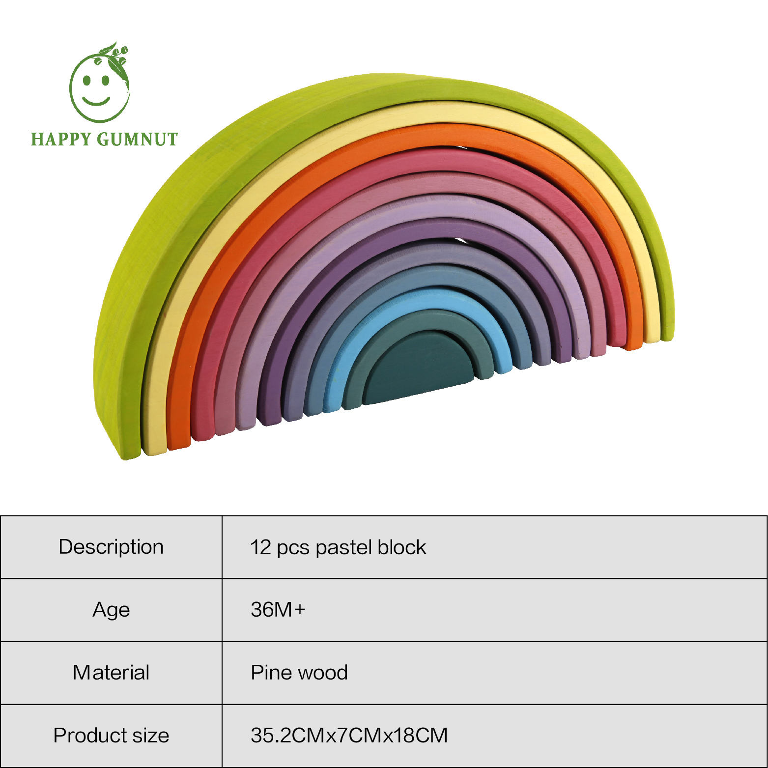 Pastel Colour Rainbow Stacking Bundle Semi-Circle Board, 12 Peg dolls