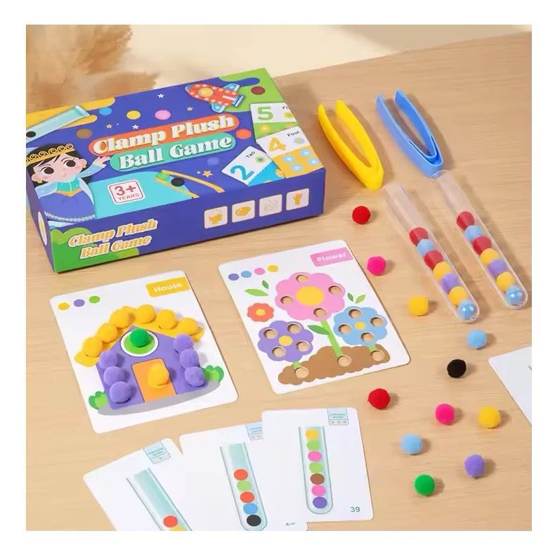 Clamp Plush Ball Sorting Activity – Fine Motor, Color Matching and Counting Game