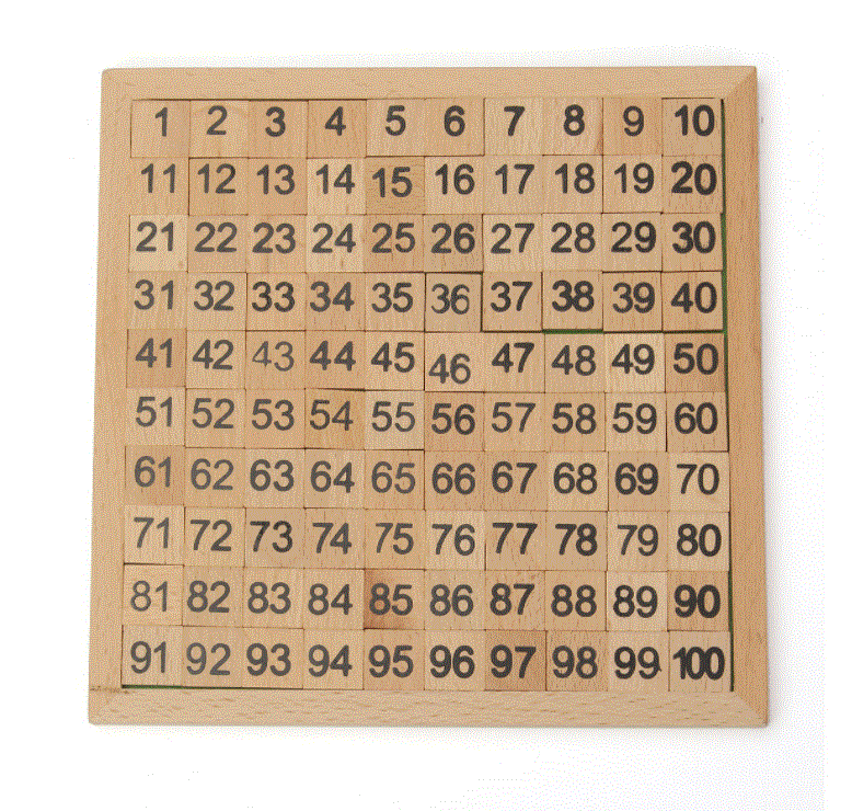 Wooden 100s Number Chart Grid Learning 1 to 100 Counting Square Board Hundreds Montessori Math
