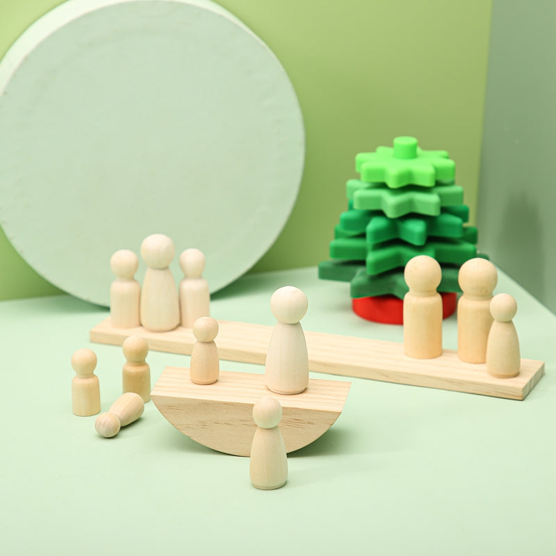 Juguete de equilibrio Montessori con apilador de muñecas