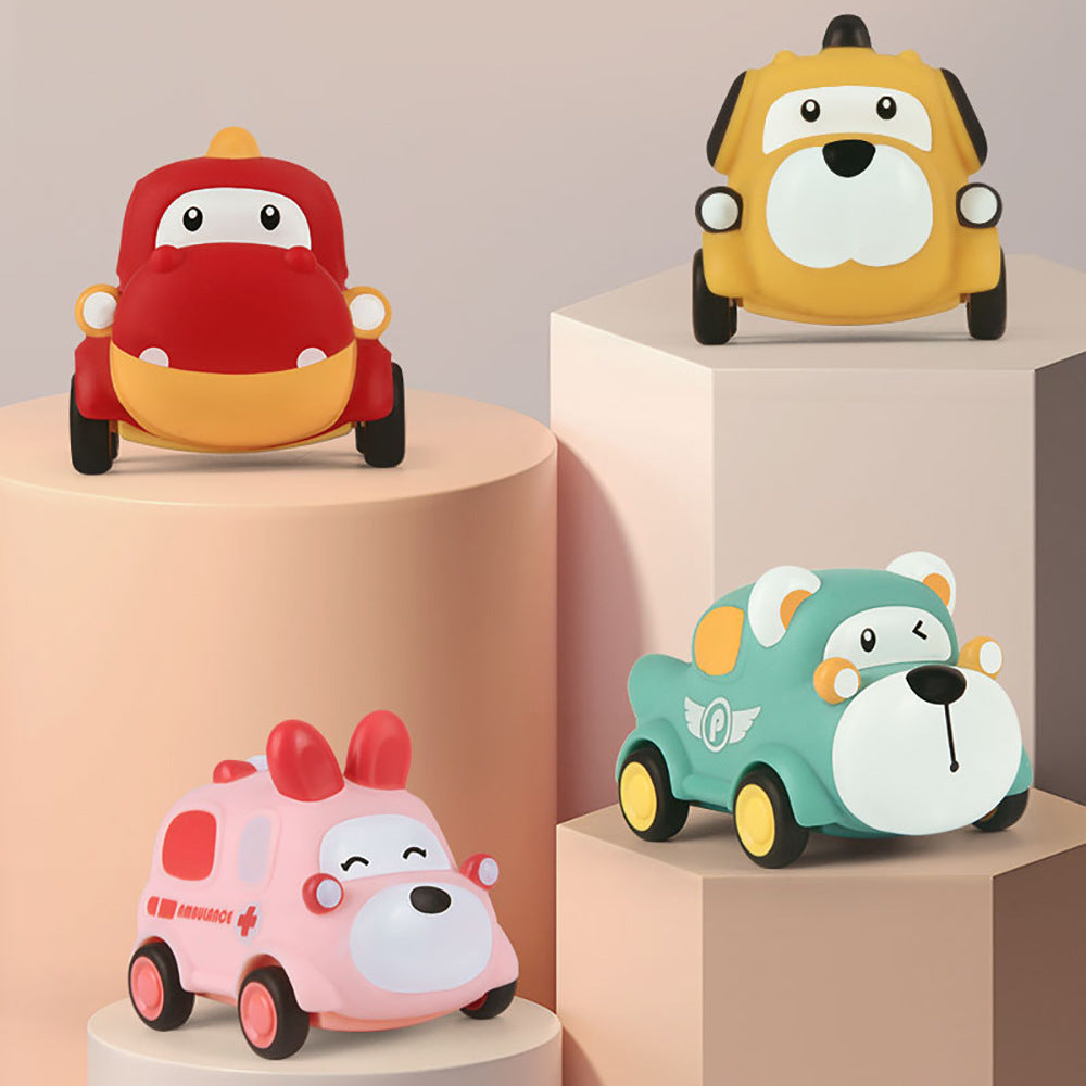 Voiture à inertie Montessori en caoutchouc souple en forme d'animal