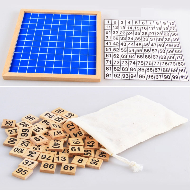 Fidtoy Number Table Wooden 1-100 Counting Board for Kids 3+