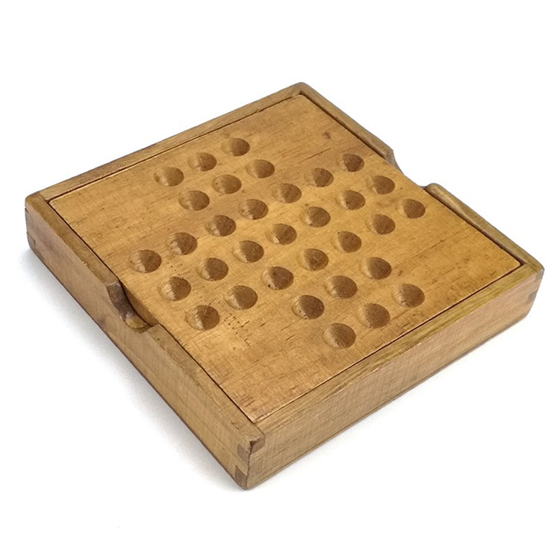 Fidtoy Solitario con Almacenamiento Juego de Estrategia de Madera para Niños