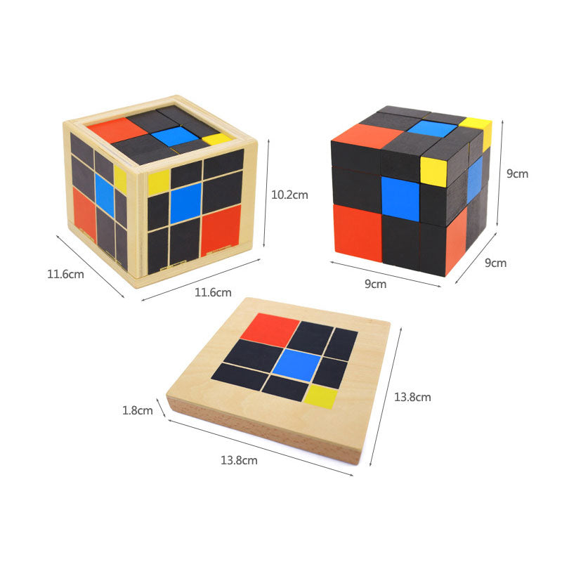 Trinomial wooden cube - Montessori material