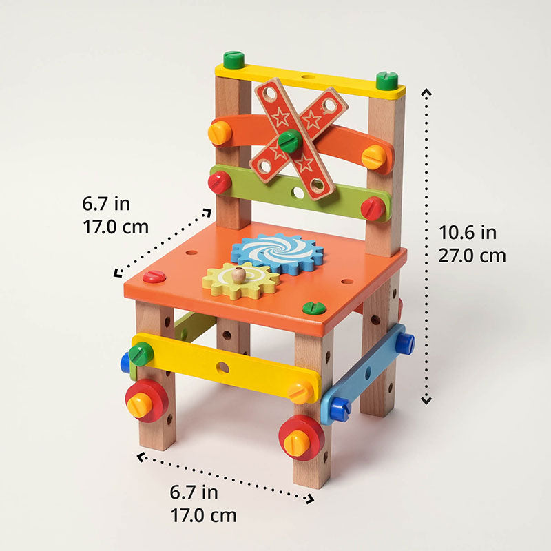 Fidtoy Wooden Tool Building Chair Set for Kids 3+