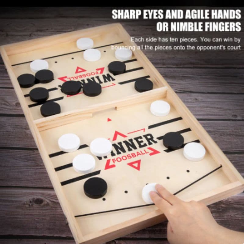 Fidtoy Fast Sling Puck Board Game – Wooden Family Tabletop Game