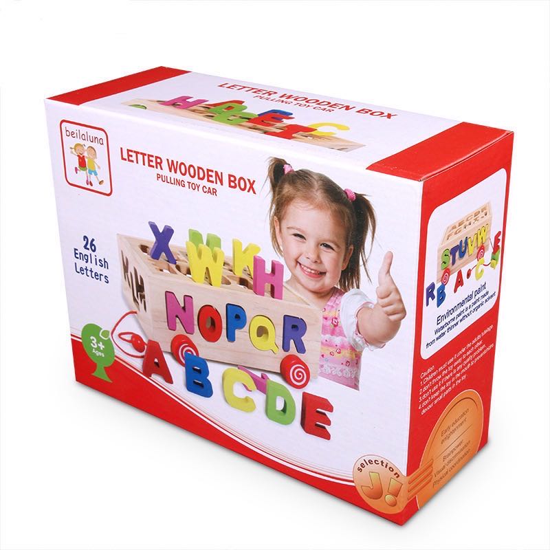 Wooden Pulling Toys Car Letters/Numbers/Shapes-Fine motor skills toys