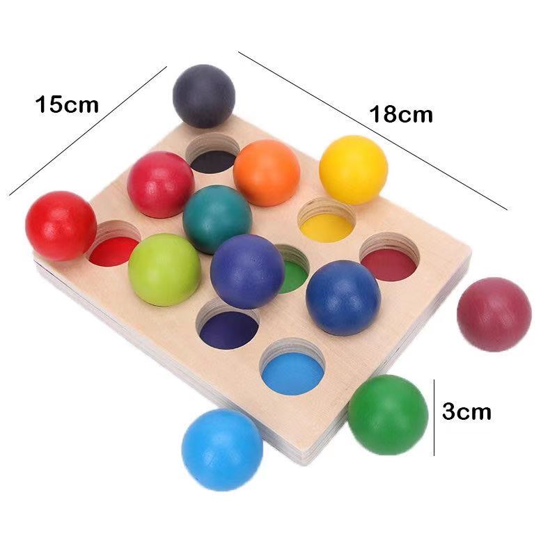 12 Piece Rainbow Wooden Balls Set - Best Montessori Toys