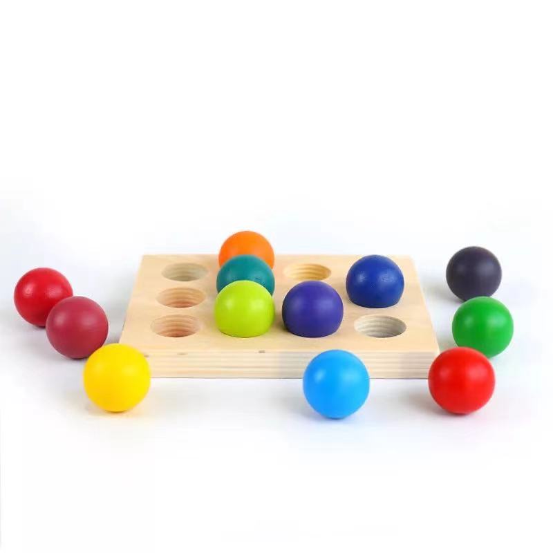 12 Piece Rainbow Wooden Balls Set - Best Montessori Toys
