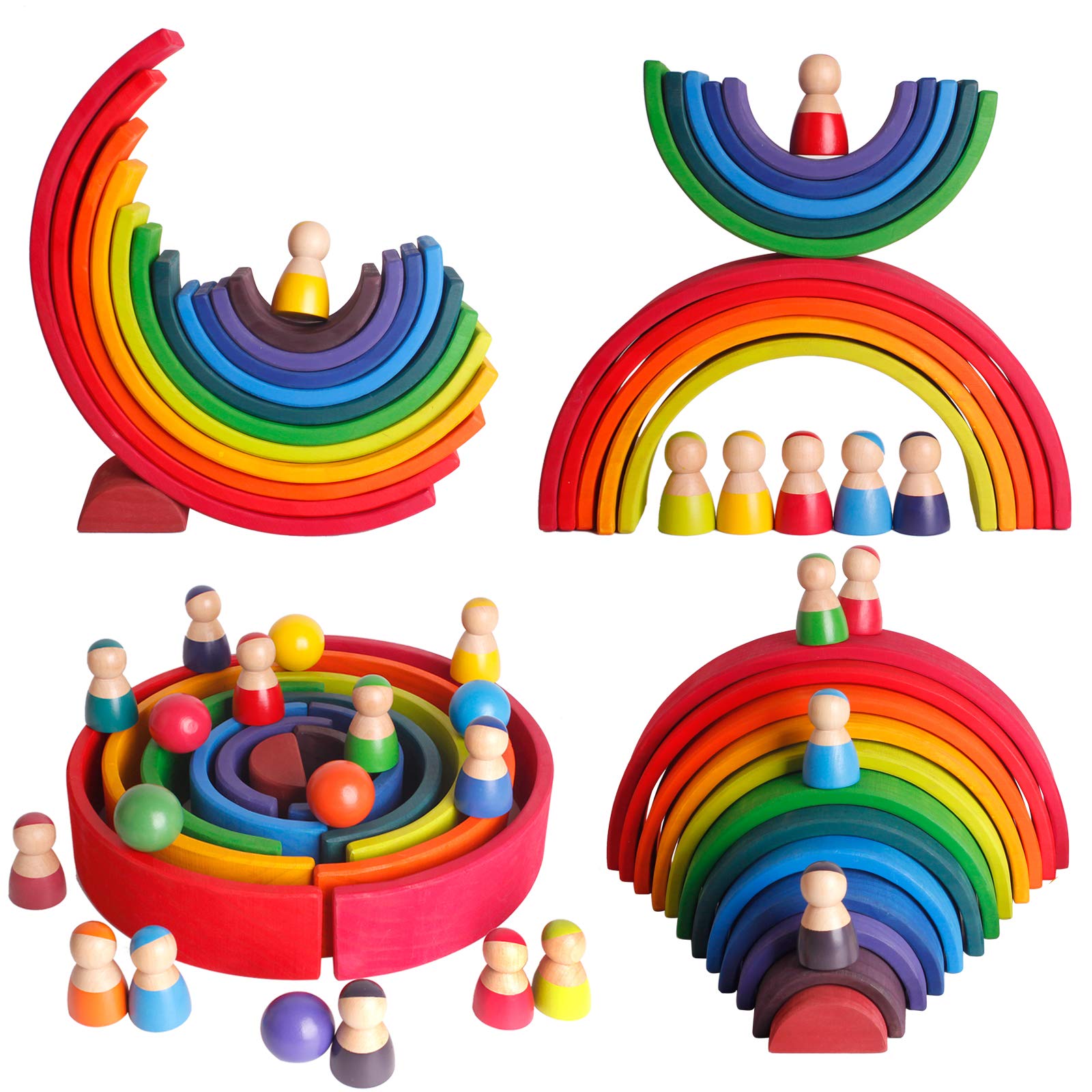 Wooden Rainbow Toys Set - Open endend play collection