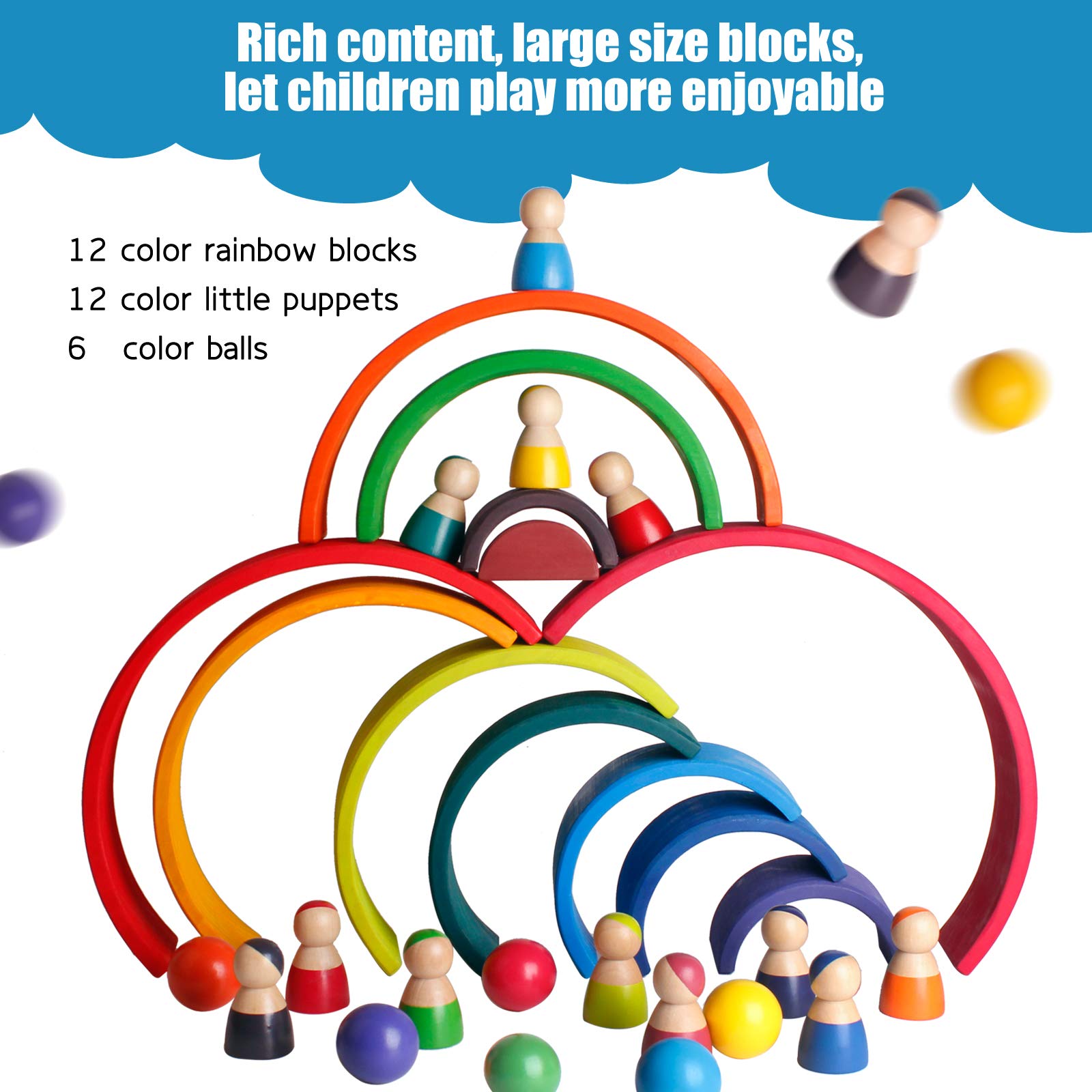 Wooden Rainbow Toys Set - Open endend play collection