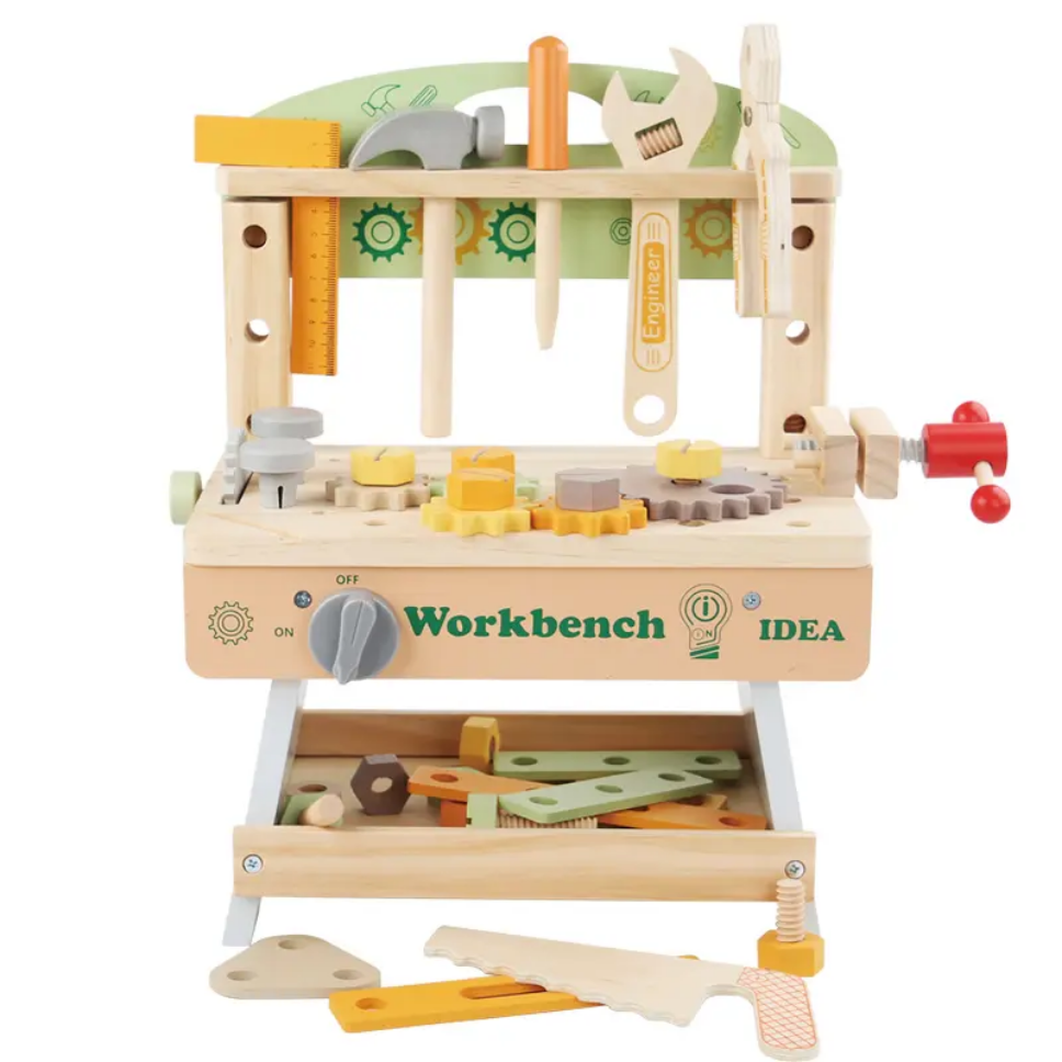 Wooden Kids Tool Bench – Montessori Pretend Play Workbench Set with Tools & Gears | STEM Fine Motor Skills Toy by Eduspark Toys