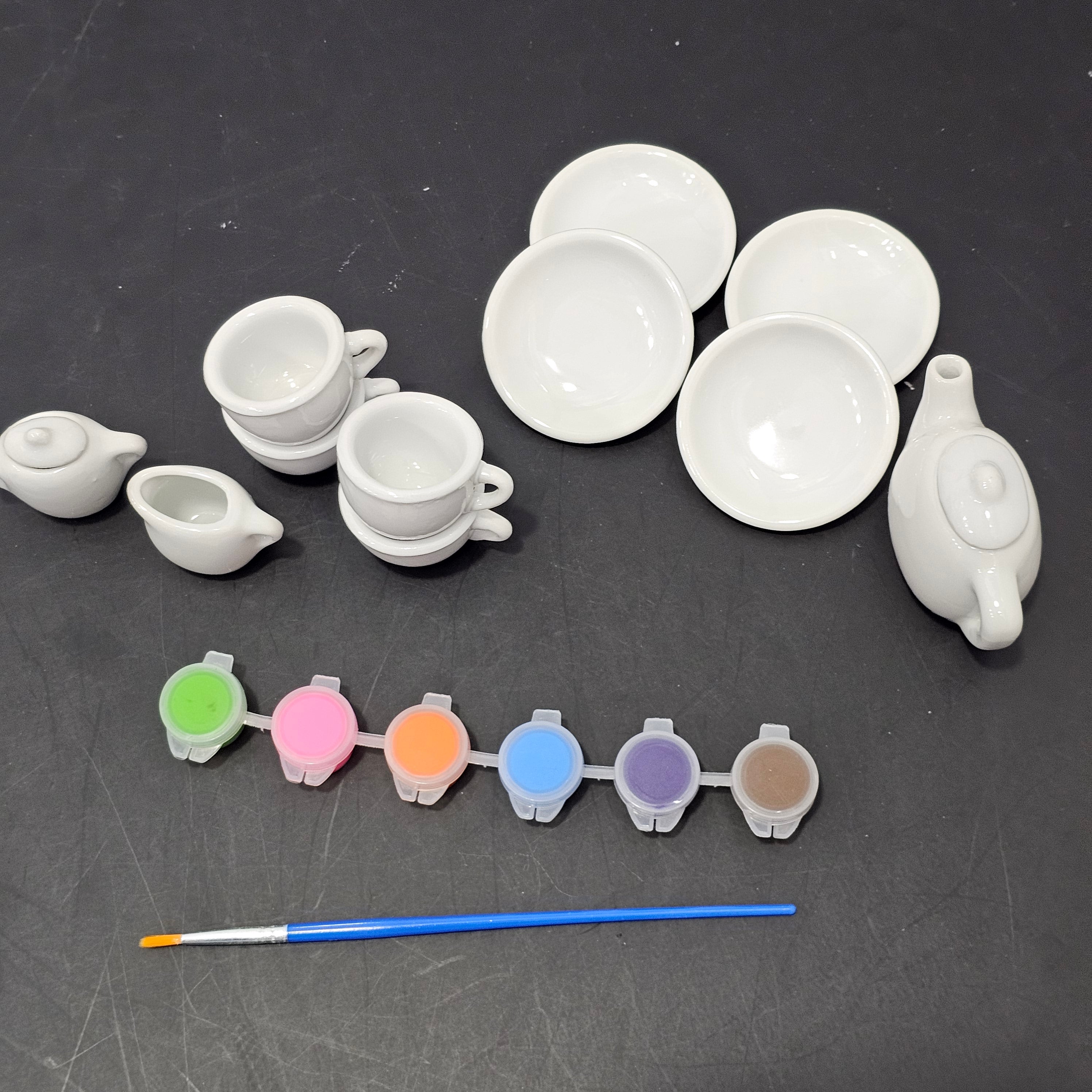 Painted Tea Set – Design Your Own Style | 18-Piece Creative Play Set | Bacha Toys
