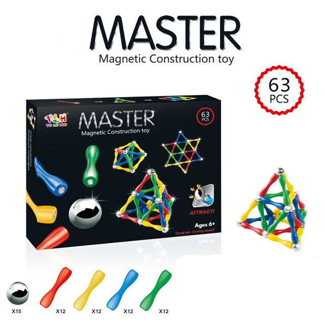 Master Magnet Set | 63 Pcs Magnetic Building Blocks for Kids - Bacha Toys