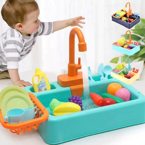 Electric Dishwasher Kitchen Sink Toy Set with Running Water | Bacha Toys