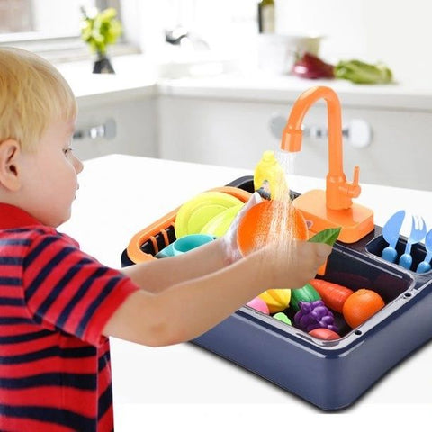 Electric Dishwasher Kitchen Sink Toy Set with Running Water | Bacha Toys