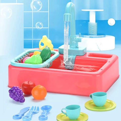 Electric Dishwasher Kitchen Sink Toy Set with Running Water | Bacha Toys